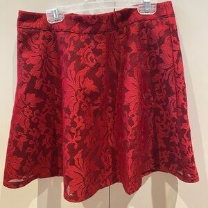 Forever 21 Red Floral Lace Skater Skirt